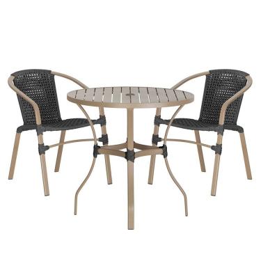 Imagem de 02 Cadeiras Floripa E Mesa Roma 80cm Fendi Trama Original Preto