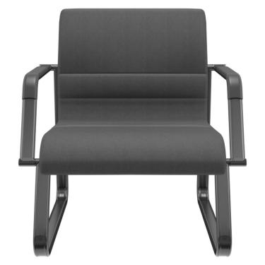 Imagem de Cadeira de Escritório Recepção com Braço Fixa Preta Lev P03 Crepe Preto - Lyam Decor