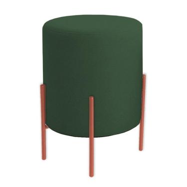 Imagem de Puff Orgânico Boucle Thor Com Pés De Ferro Rosê - 7 Decor Verde Escuro
