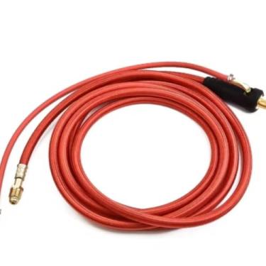 Imagem de 4M/6M WP26 Conexão Rápida TIG Tocha de Soldagem Gas-Elétrica Integrada Mangueira de Borracha Vermelha Fios 35-50 Euro Conector QIANGHAN (WP26FV, 4m)