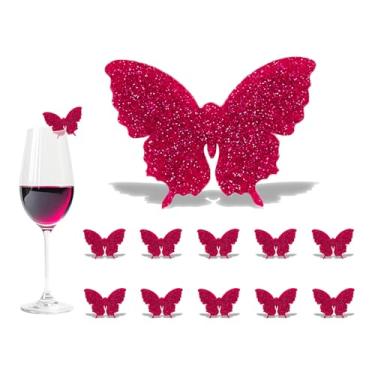 Imagem de 10 marcadores de bebida, etiquetas de bebida acrílicas com tema de laço, lembrancinhas de festa, aniversário, casamento, coquetéis, acessórios de festa (borboleta com glitter)