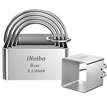 Imagem de iNeibo Biscuit Cutter Set (5 Pcs/Set), Square Cookies Cutters with Handle, Professional Stainless Steel Pastry Dough Tools Metal Baking Tools Set (5 Pieces)