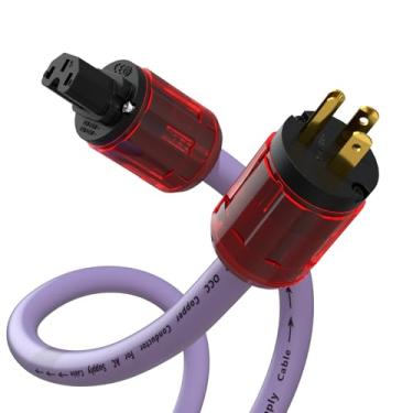 Imagem de Preffair Cabo De Alimentação Phile Hifi 12Awg 4N Ofc Blindado Cobre, Ca Americano, Banhado A Ouro 24K, Plugue 3 Pinos E Conector Fêmea Iec320-C15 Para Subwoofer, Amplificador Alto-Falante (2 M)