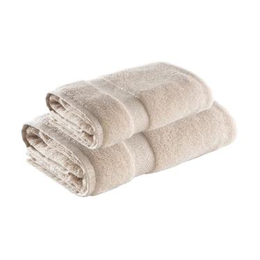 Imagem de Jogo de Toalhas Banh�o e Rosto Super Soft Zero Twist 500g/m� � 97% Algod�o e 3% Poli�ster � Alta Absor��o, Toque Macio e Secagem R�pida � Altihaus (Bege)