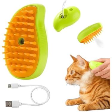 Imagem de Escova 3 em 1 para pets a vapor com massagiador e removedor de pelos multiuso