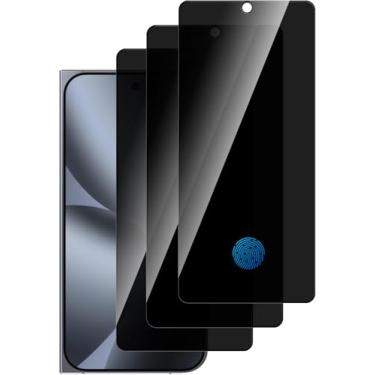 Imagem de Pacote com 3 protetores de tela de vidro temperado para Google Pixel 10 Pro Fold, antiespião, ultra HD, sem bolhas, antiarranhões, fácil instalação, compatível com impressão digital ultrassônica