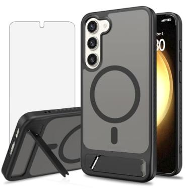 Imagem de Asuwish Capa de celular para Samsung Galaxy S23 Plus S23+ 5G, compatível com Magsafe Magnetic, protetor de tela, capa protetora à prova de choque S23plus 23S + S 23 23+ SM-S916U 16.8 cm feminina preta