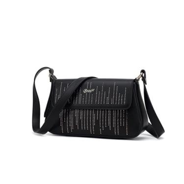 Imagem de BRANGIO Bolsa de ombro feminina de luxo com alça ajustável | Empresa dos EUA envia de L.A., Preto, Small, Brangio Bolsa de ombro feminina Itália