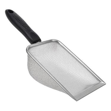 Imagem de Pá Higiênica Para Areia De Gato Aço Inox Lavável Ergonômica - Joompro