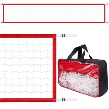 Imagem de Mkhaslri Rede de reposição para voleibol para piscina, comprimento ajustável, 4,5 m - 7,6 m, rede de voleibol portátil para quintal ao ar livre, piscina, praia (vermelha)