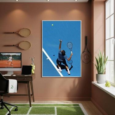 Imagem de Quadro Decorativo O Atleta De Tênis-70X50Cm Mold Preta