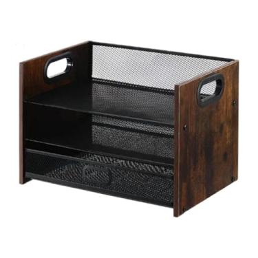 Imagem de KAIYUEMAOYI Organizador de Arquivos de Madeira, Acessórios de Mesa, Organizador de Papel com Alça, Porta-documentos para Casa E Escola, 3 níveis