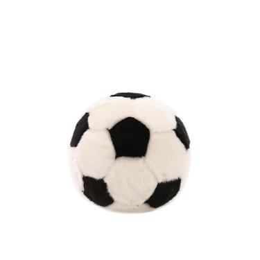 Imagem de Boneca de pelúcia preta e branca de futebol de 25 cm em algodão e pelúcia