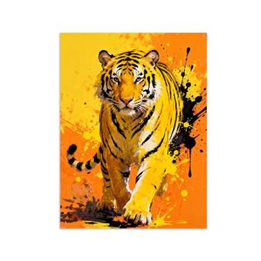 Imagem de Animais Pintura Arte Parede - Tigre No.3 - Impressões em tela - Moderno Colorida Pôster para decoração sala de estar 60x80cm Sem Moldura