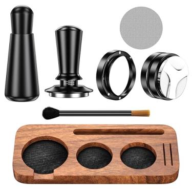 Imagem de Kit de acessórios de café expresso, kit de ferramentas de café expresso de 58 mm | Estação de adulteração de café expresso | Ferramenta WDT | Funil de dosagem | Tela Expresso Puck | Presente de Natal