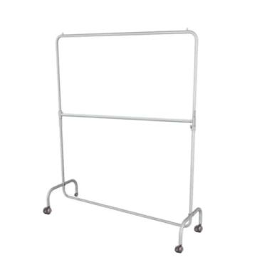 Imagem de Arara Desfile Dupla 120cm Com Rodinhas Reforçada Altura Regulável (BRANCA)