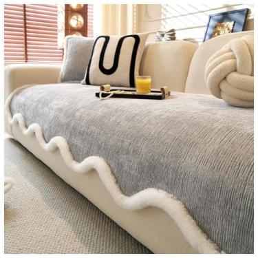 Imagem de SPXMQSS Capas de sofá para sofá, capa de sofá universal em forma de L, capa antiderrapante para sofá de chenille macio 1/2/3/4 lugares, protetor de móveis C 110 x 240 cm