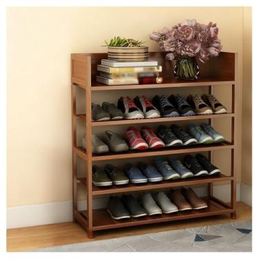 Imagem de SPXMQSS Sapateira de bambu, organizador de prateleira de sapatos de 4/5/6/8 níveis 9-35 pares de sapateiras independentes e organizadores de sapatos para entrada, corredor, armário, 5 níveis 50 x 25 x