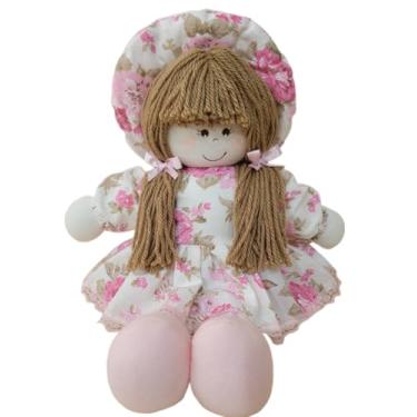 Imagem de Boneca De Pano Retro 37cm Vestido Floral Ou Liso Nilobaby (Clarinha Rosinha Estampada)