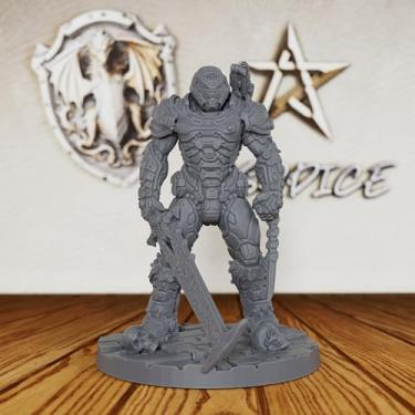 Imagem de Doom Eternal Slayer Unpainted Miniature, Sci-Fi DND Minis for Dungeons and Dragons, TTRPG Role Playing Accessory, Ideal for DMS & Post-Apocalyptic Encounters-AS324