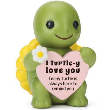 Imagem de 4THFARMES Presentes pequenos engraçados de tartaruga para ela, esposa, marido, namorada, namorado, eu te amo, presentes de aniversário, presentes de aniversário, mini estatuetas de tartaruga de resina