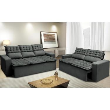 Imagem de Conjunto de Sofá 3 e 2 Lugares Retrátil e Reclinável 2,00x1,50m Cama inBox Slim. Velusoft