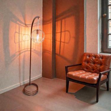 Imagem de Luminária de Chão Abajur Emma Metal Cúpula Aramada Moderno Decorativo 