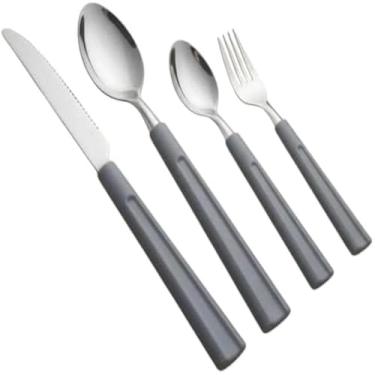 Imagem de Conjunto de talheres para refeicoes, inox cinza, garfo, faca e colher, util, chique.
