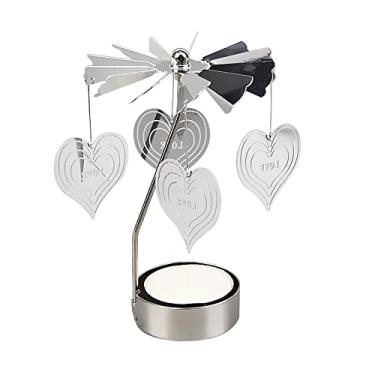 Imagem de Castiçais prateados giratórios rotativos românticos giratórios carrossel luz de chá suporte de vela jantar bar casamento festa G