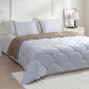 Imagem de YUNLUYE Conjunto de edredom solteiro de ovelha, macio e quente, para todas as estações, com microfibra leve, para dormitório universitário de inverno e 1 fronha