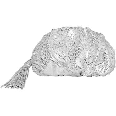 Imagem de Rebecca Minkoff Bolsa clutch franzida, bolsa feminina de couro sintético pequena para noite, Prata, Small