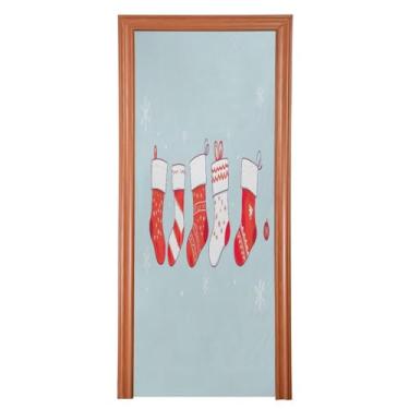 Imagem de Wassud Meias de Natal Capa de Porta Bonita Decorações de Porta de Halloween Faixa Interior Exterior Decoração de Casa Grande Decoração de Porta da Frente 89 cm x 200 cm