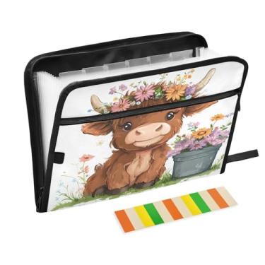 Imagem de CEBUGI Pasta expansível de 13 bolsos, impermeável, sanfonada, organizador de arquivos com etiquetas tamanho A4, organizador de documentos de papel para escola, material de escritório, desenho animado