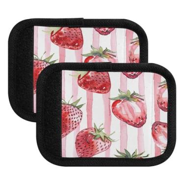 Imagem de Qilmy Delicious Strawberries Bagagem Handle Wrap Pacote com 4 Identificadores de Bagagem Tag Comfort Handle Grips Capa para Carrinho de Viagem Bolsa Mala Avião Acessórios de Viagem 1335