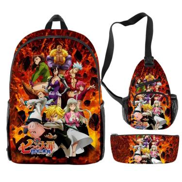 Imagem de Conjunto de mochilas Sevens Deadly Sins Meliodas Anime para crianças