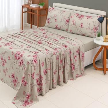 Imagem de RAVATEX, Jogo de Cama Casal Percal 200 Fios Estampado Toque Macio 04 Peças Supercal Vermelho