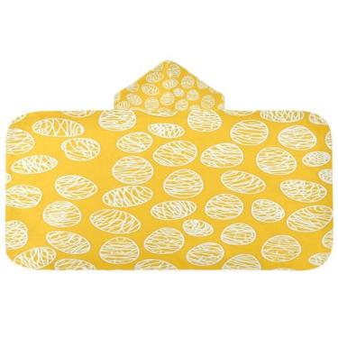Imagem de CEBUGI Toalha de banho amarela com capuz ovo de Páscoa para crianças toalha de banho macia absorvente com capuz 127 x 59,7 cm toalha de banho de praia para meninos e meninas