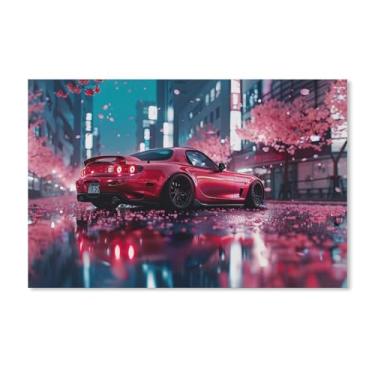 Imagem de HouLaiZhe Rx7 Flores de cerejeira cidade noite Jdm cartazes de carro parede estética decoração de sala de parede impressões galeria sala decoração de parede para quarto sala de estar escritório 11 x