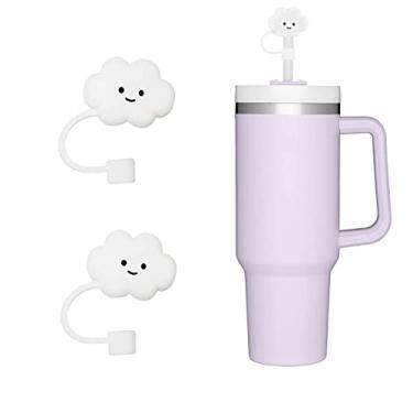 Imagem de Capa de canudo de 10 mm, 2 peças de tampa para copo Stanley 1,134 g 850 g, silicone de grau alimentício, bonito, grande, nuvens, tampões protetores para copos, acessórios