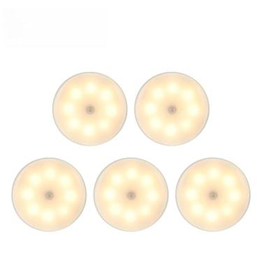 Imagem de Luminária Luz LED Sensor de Movimento Magnética USB Recarregável Sem Fio com-Duas cores Lâmpada Noturna(KIT5-Duas cores（Fria+Quente）)