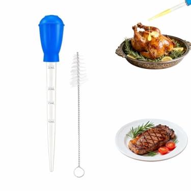 Imagem de Baster de peru premium e seringa multiuso, 30 ml resistente ao calor com escova de limpeza para cozinha, aquário, injetor de marinada, regar, distribuição de combustível de óleo (azul)