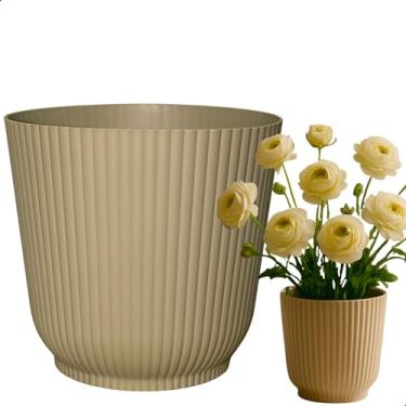 Imagem de Cachepô Talin Cinza 1,5L 14cm x 13cm de Polipropileno Duro e Resistente, Compativel com Sistema Autoirrigável - Vaso Decorativo Elegante para Plantas - Top Garden