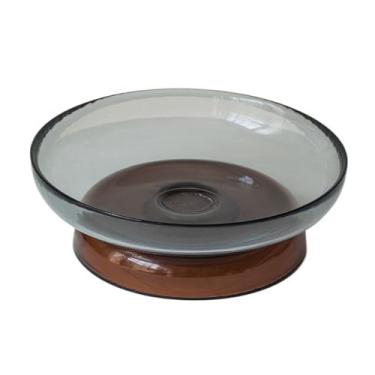 Imagem de Fruteira Fruteira de vidro com pedestal, transparente, decorativa, ideal para servir aperitivos na sala de estar. Decoração de mesa(Gray)