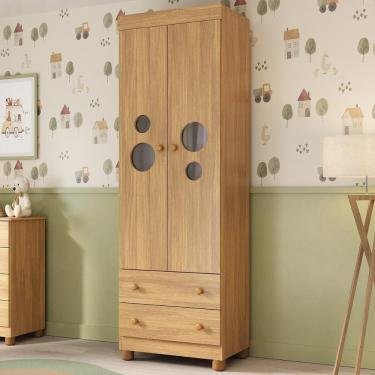 Imagem de Guarda-roupa Infantil 62cm 2 Portas Com Vidro E 2 Gavetas Bombom Multimóveis MP4461 Madeirado