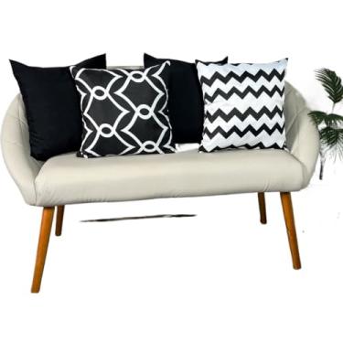 Imagem de KIT 4 ALMOFADAS CHEIAS DECORATIVAS 45x45 CENCHIMENTO(MIX_ELO&ZIGZAGcPRETO)