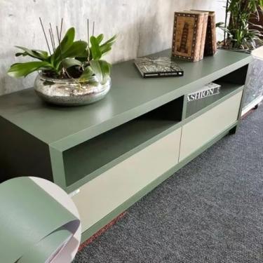 Imagem de Vinil Adesivo Jateado Verde Oliva Fosco P/Móveis Geladeira Parede Envelopamento Decorativo (2mt x 70cm)