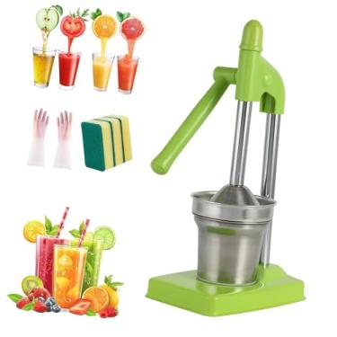 Imagem de Espremedor manual eficaz de aço inoxidável, suco de limão de bancada resistente para suco fresco de laranja e limonada, essenciais para casa e cozinha. (verde)