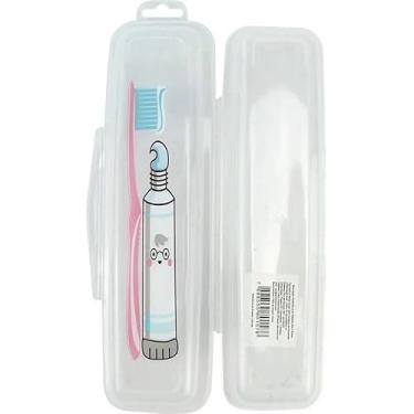 Imagem de Estojo Porta Escova de Dentes Multiuso Viagem Escola - Compacto com Tampa Alça, Higiênico para Creme Dental, Plástico Durável Cinza