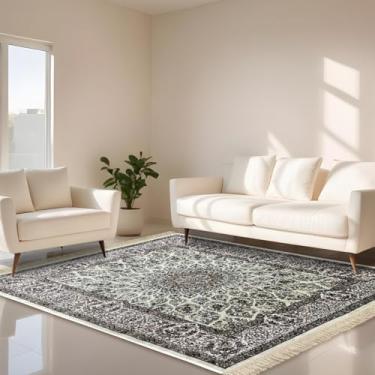 Imagem de 1 Tapete Belga Sala de Estar Sofá Grande Es Cl 200 x 250 Vr (D10Cla Bege Branco Amarelo - Classico Medalhão Floral)