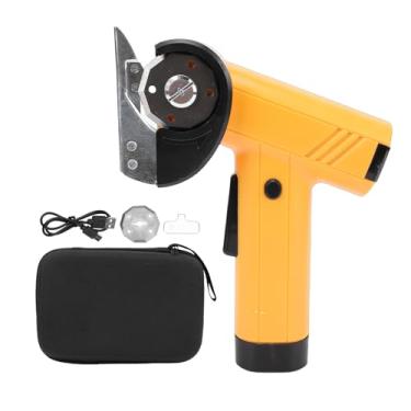 Imagem de TOPINCN Tesoura Elétrica Sem Fio Com Tela e Luz LED, Cortador de Caixa de Papelão Cortador de Tecido Recarregável para Tecido, Couro, Plástico, Artesanato, Costura (Amarela)